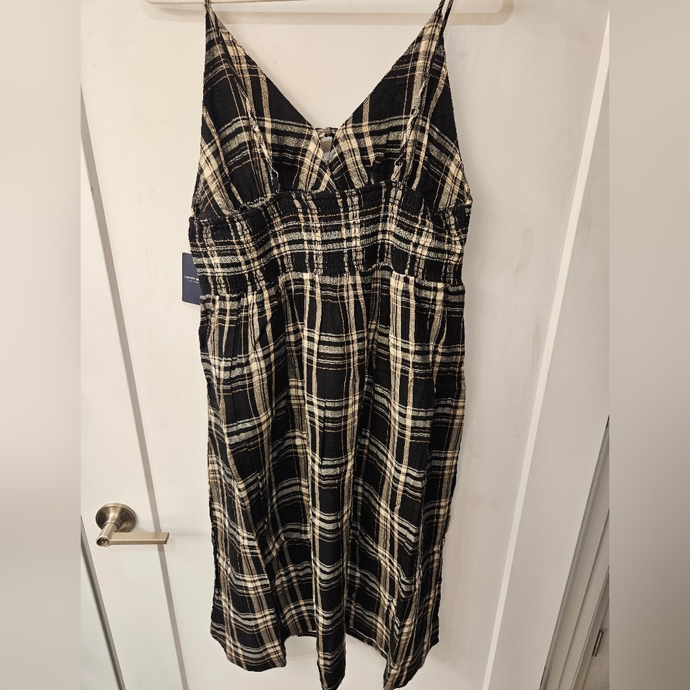 NWT - Lucky Brand Cotton/Modal Fully Lined Smocked Waist Midi Dress - Size L - Picture 7 of 16